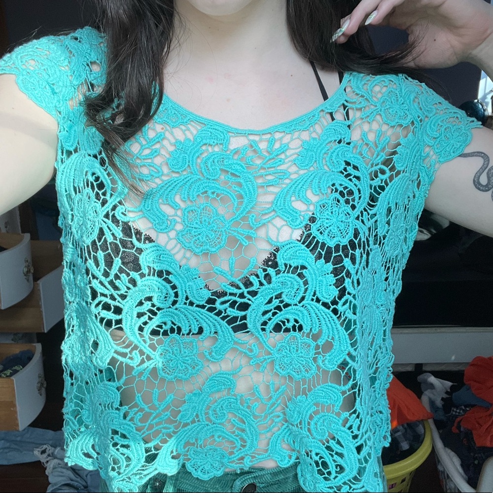 Blue Crochet Top